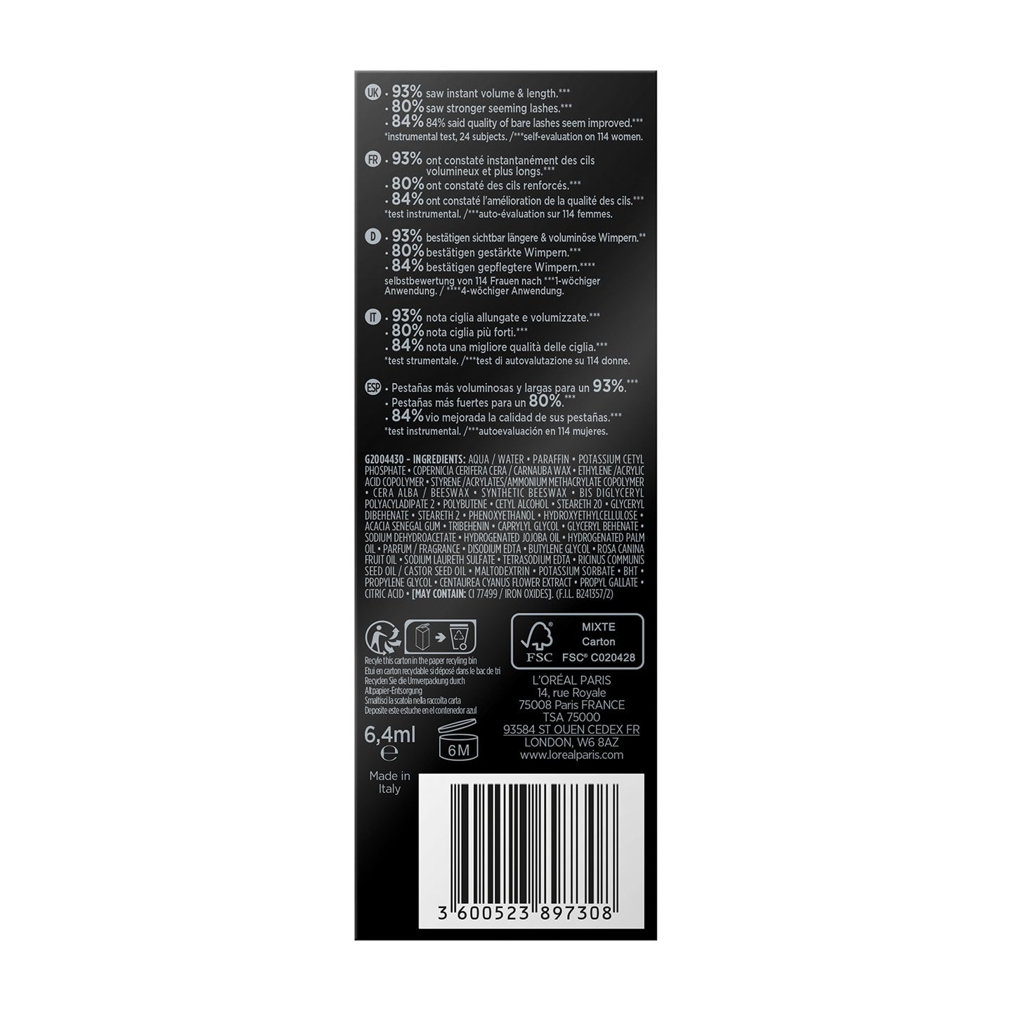 Lash Paradise Intense Black - Verpackung Rückansicht
